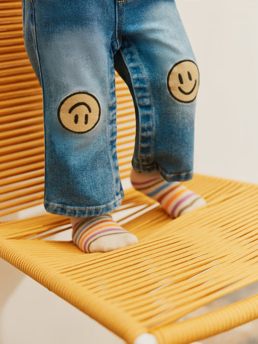 Infant Molo Smiley Knee Patch Denim Overalls