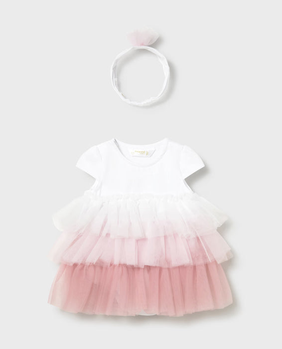 Mayoral Baby Girl Tulle Romper & Headband Set Baby Rose