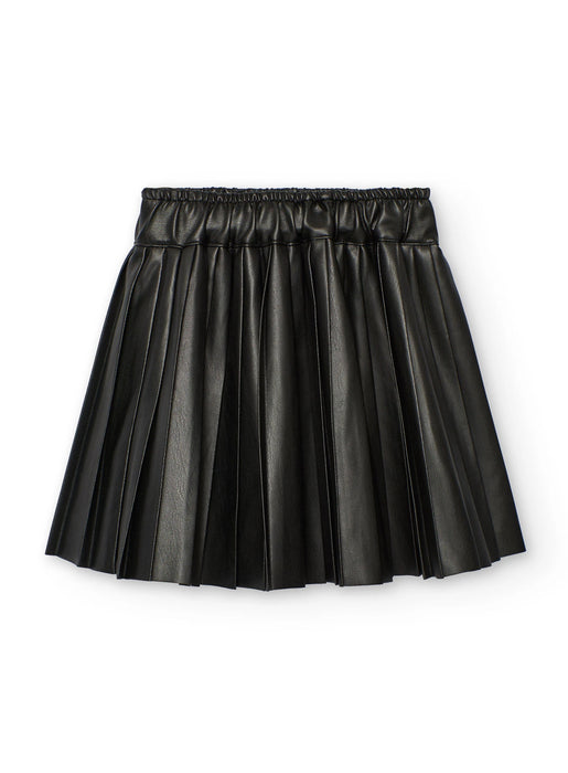 Pleated Faux Leather Skirt