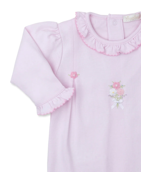 Hand Embroidered Pima Cotton Floral Footie image 1