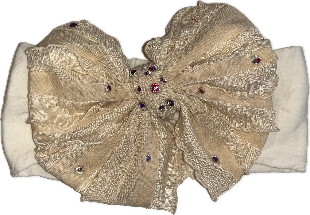 Rhinestone Ruffle Bow Headband image 1