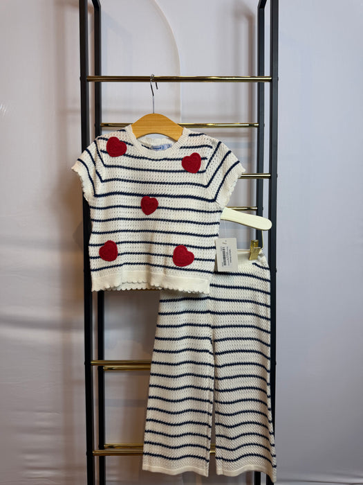 Mayoral Toddler Girl Heart Knit Pant Set Natural