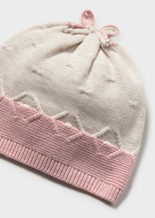 Two-Piece Pink and Beige Knit with Hat