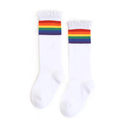 Rainbow Stripe Lace Top Knee Highs image 0