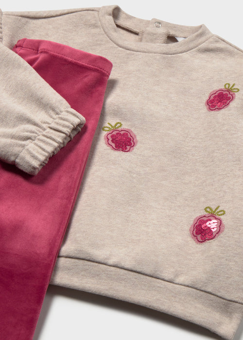 Raspberry Sweatshirt & Velour Leggings Set, Toddler