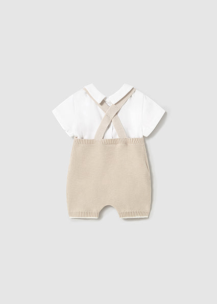 Tan Knit Bear Overalls image 2