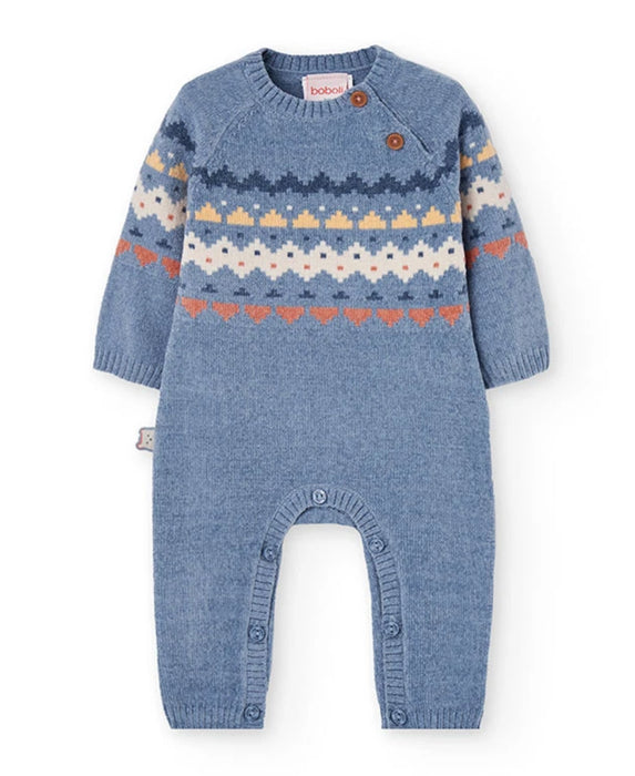 Blue Fair Isle Chenille Romper