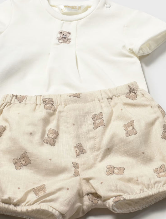 Mayoral Baby Boy Bear Short Set Neutral