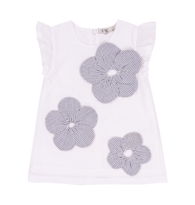 Pinstripe Petals Flutter Dress