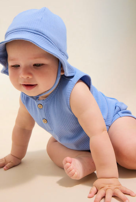 Mayoral Baby Boy Ribbed Short & Hat Set Blue