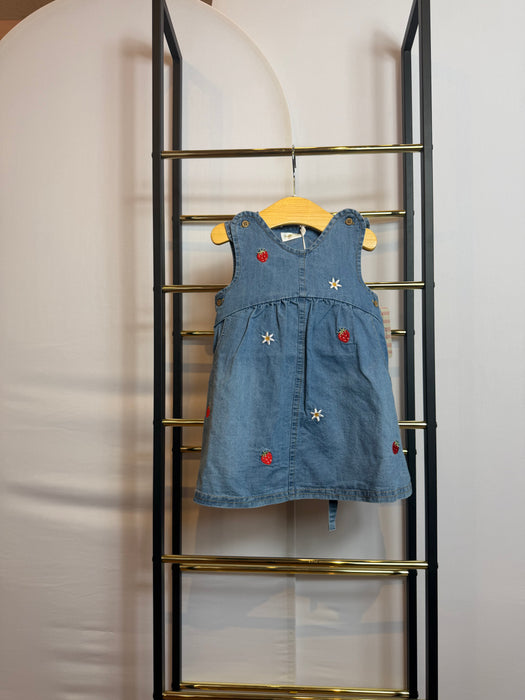 Mayoral Baby Girl Denim Dress & Hat Set Strawberry