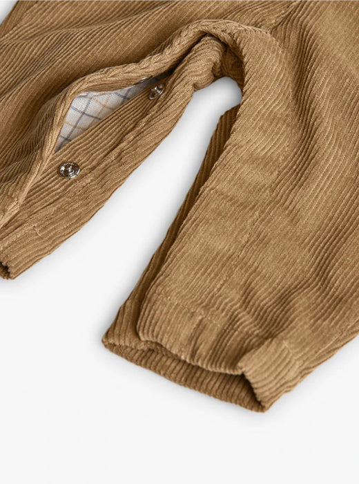 Corduroy Overall Set with Check Shirt