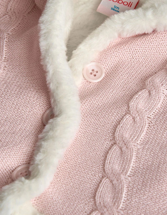 Cozy Reversible Knit & Faux Fur Hooded Jacket - Pink or Blue