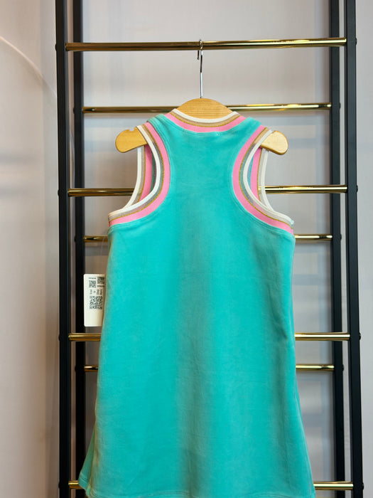 Aqua Velour Floral Dress