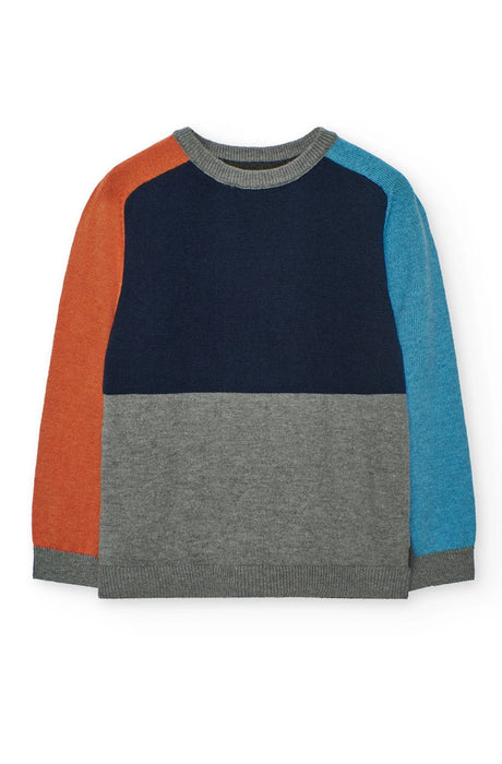 Colorblock Knit Sweater & Navy Pant Set