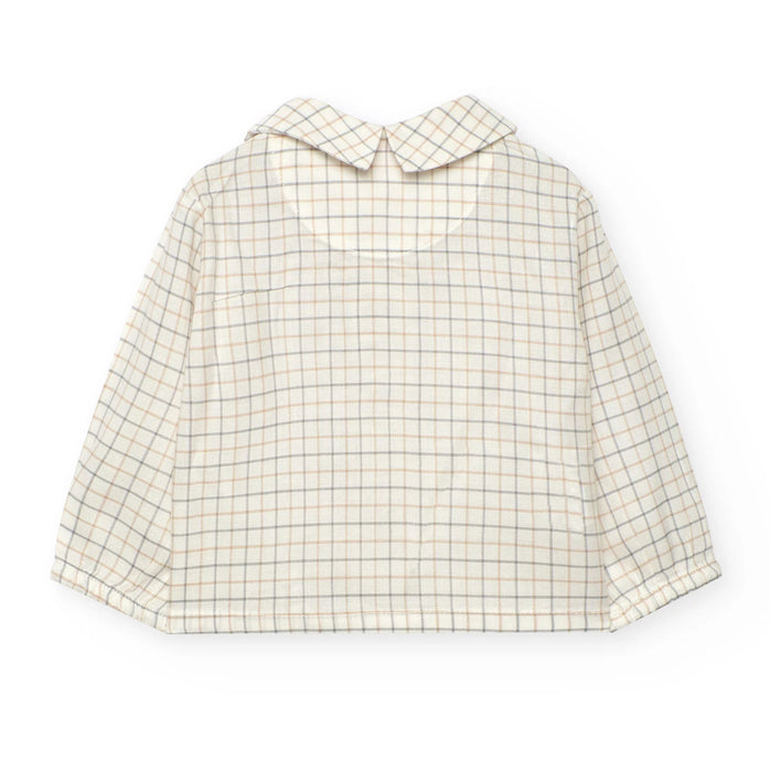 Corduroy Overall Set with Check Shirt
