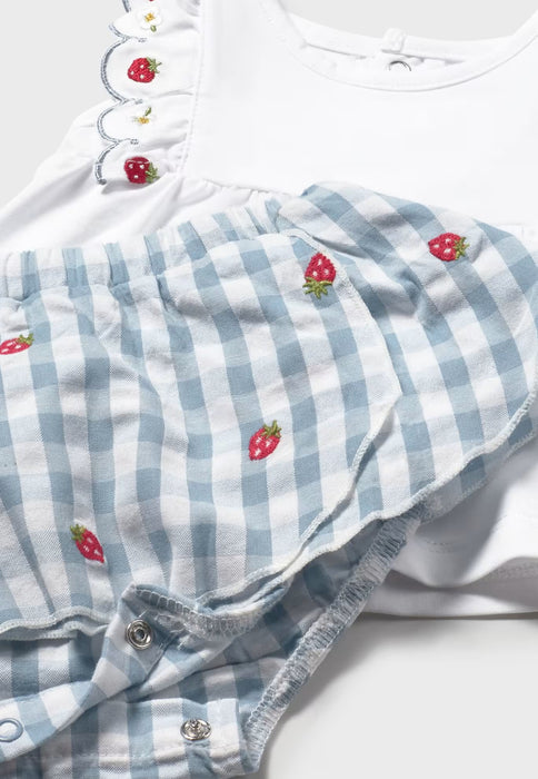 Mayoral Baby Girl Gingham Strawberry Skirt Set Lagoon