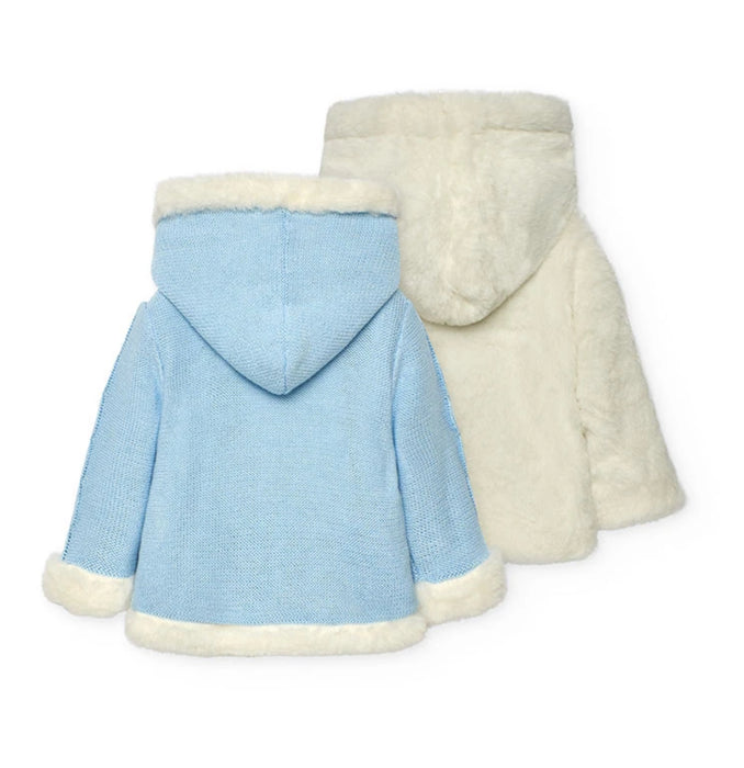 Cozy Reversible Knit & Faux Fur Hooded Jacket - Pink or Blue