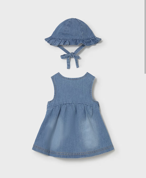 Mayoral Baby Girl Denim Dress & Hat Set Strawberry