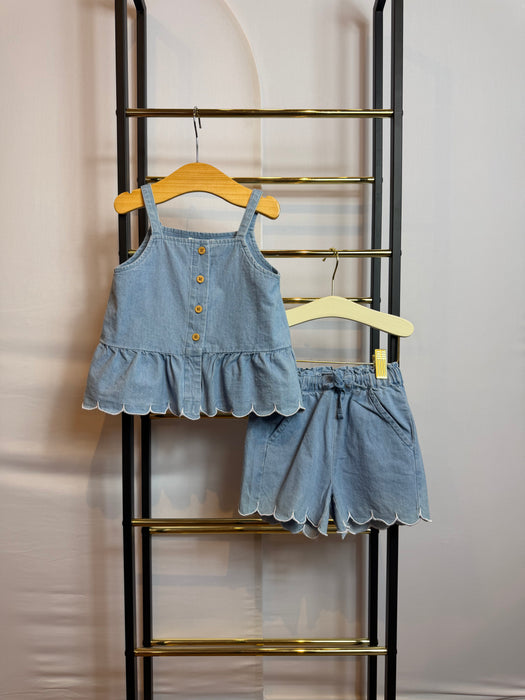 Big Girl Denim Peplum Short Set