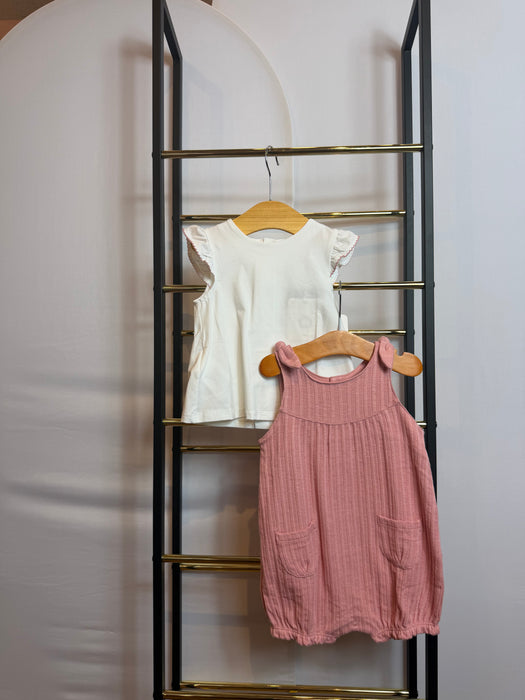 Mayoral Infant Textured Layered Romper Pink