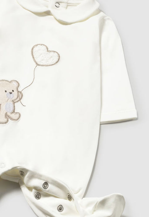 Mayoral Baby Girl Bear Heart Footie Natural