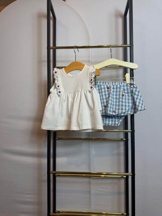 Mayoral Baby Girl Gingham Strawberry Skirt Set Lagoon