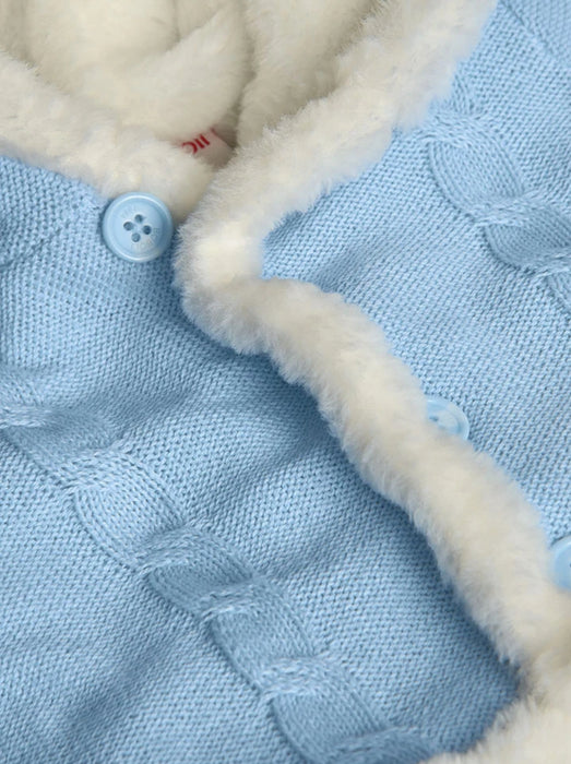 Cozy Reversible Knit & Faux Fur Hooded Jacket - Pink or Blue