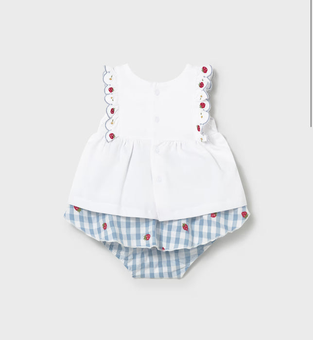 Mayoral Baby Girl Gingham Strawberry Skirt Set Lagoon