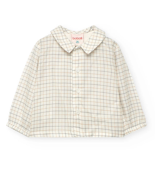 Corduroy Overall Set with Check Shirt