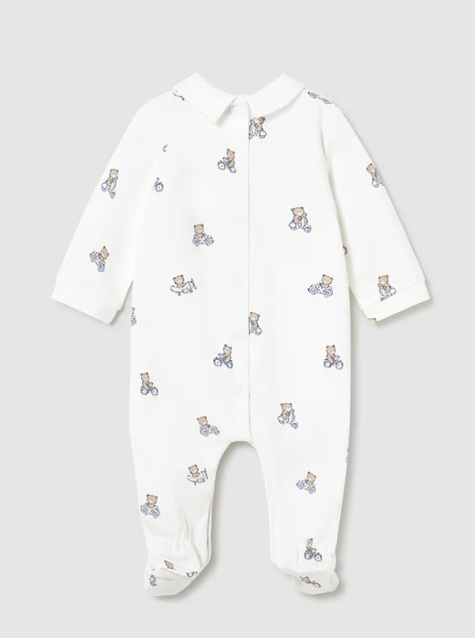 Baby Teddy Print Footie Pajamas