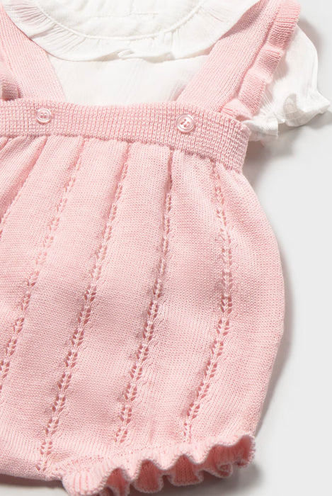 Baby Pink Knit Overall Set