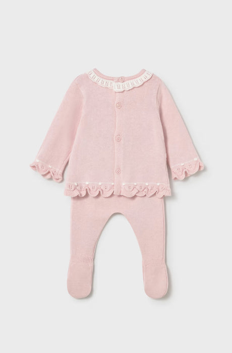 Baby Pink Knit Footie Set