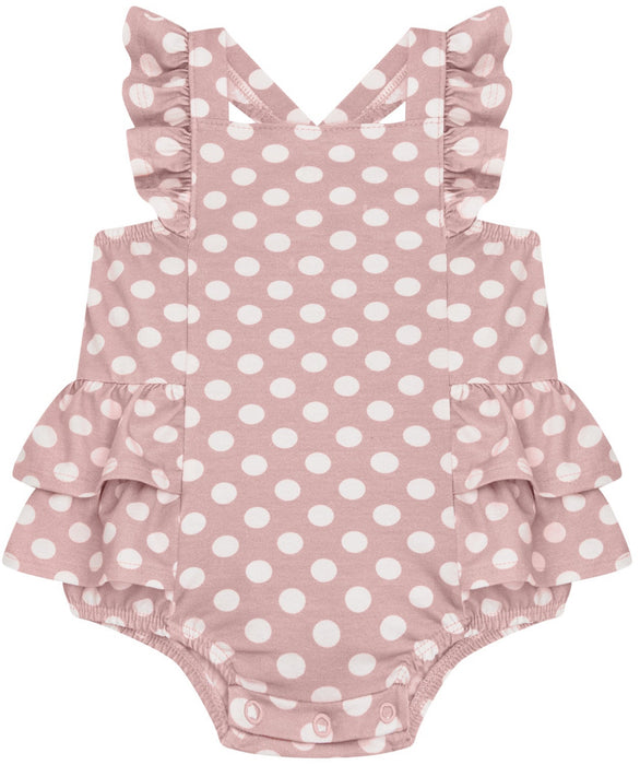 Pink Polka Dot Ruffle Baby Romper