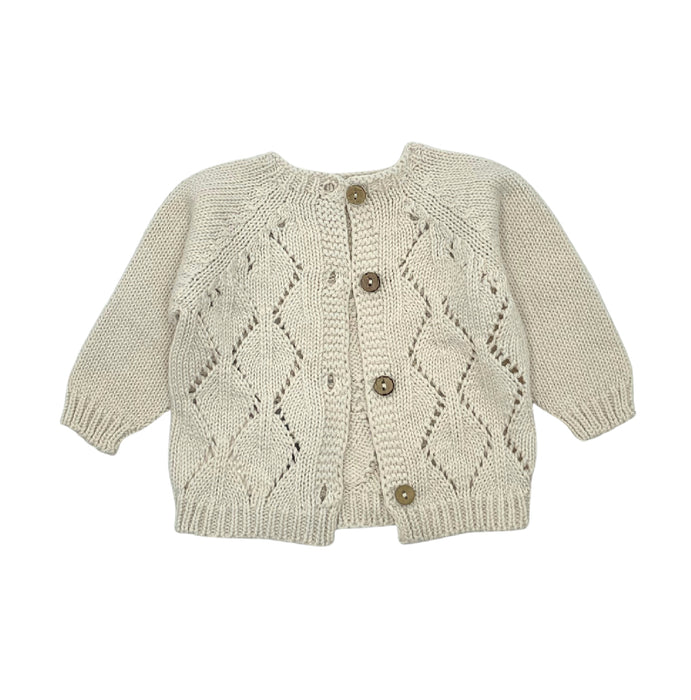 Cream Sweater w/ Striped 2pc Knit - 6 Mos