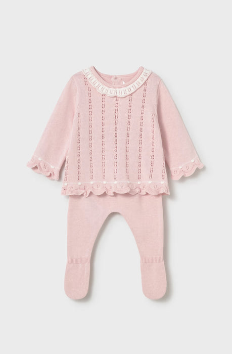 Baby Pink Knit Footie Set