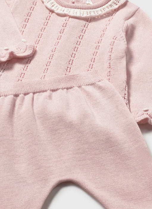Baby Pink Knit Footie Set