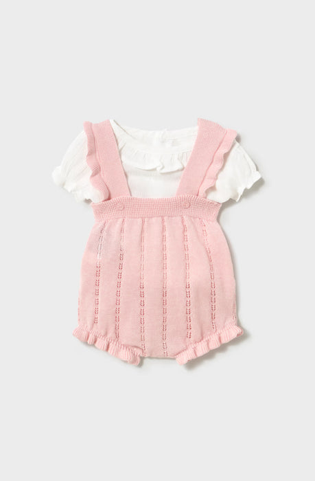 Baby Pink Knit Overall Set