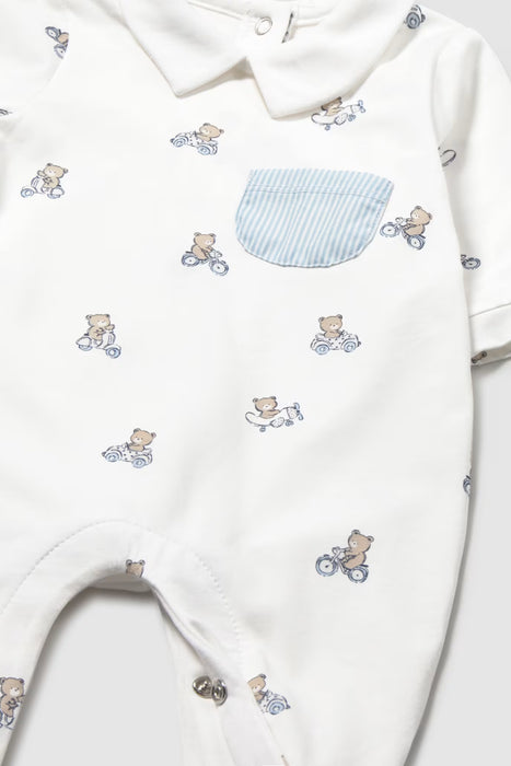 Baby Teddy Print Footie Pajamas