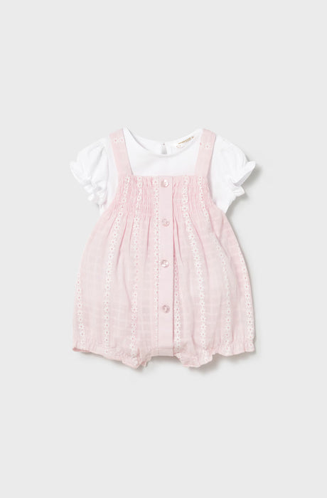 Baby Pink Eyelet Romper Set