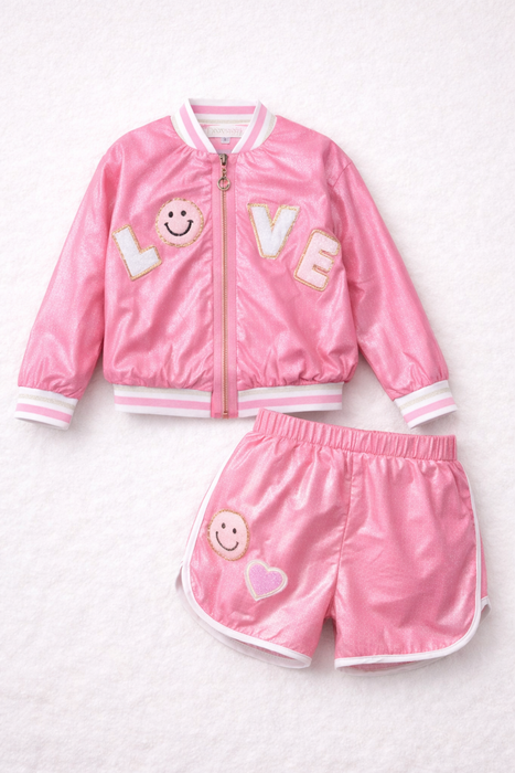 Smiley Love Bomber Jacket  Set