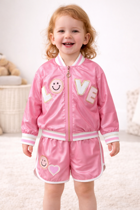 Smiley Love Bomber Jacket  Set