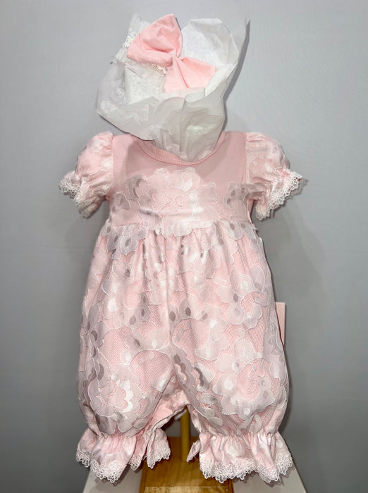 Pink Lacey Romper w/ Headband