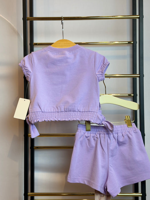 Lilac Rhinestone Bow 2pc