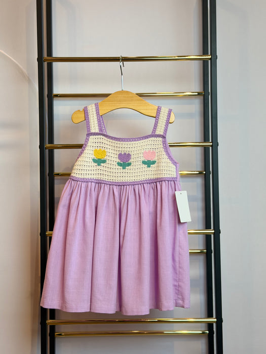 Mayoral Infant Crochet Floral Dress Purple