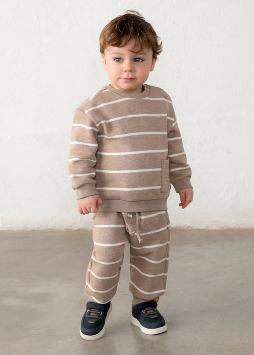 Mayoral Dino Tan Stripe Sweatsuit, Infant