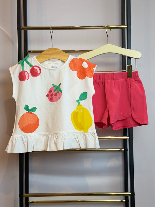 Mayoral Toddler Girl Fruit Print Short Set Hibiscus