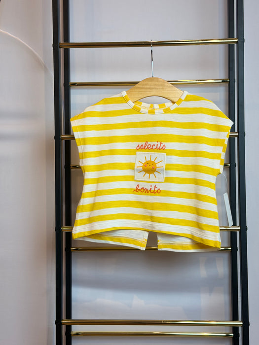 Mayoral Toddler Girl Knit Short Set Yellow Stripe