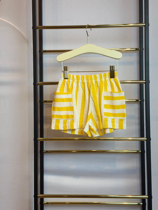 Mayoral Toddler Girl Knit Short Set Yellow Stripe