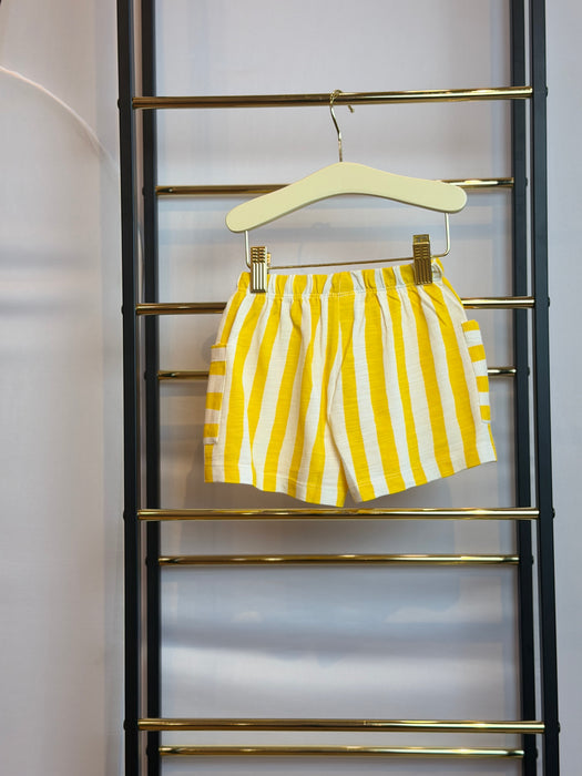 Mayoral Toddler Girl Knit Short Set Yellow Stripe